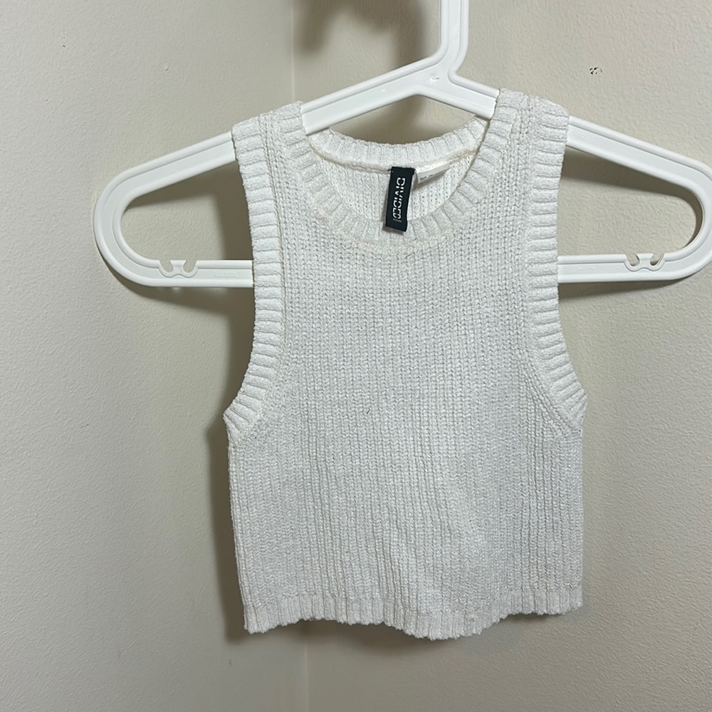 H&M White Sweater Cropped Tank Top (XS)